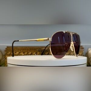 Gold-Plated Aviator/Pilot Purple Lens Sunglasses, Modern Classic MC-1101 EUC